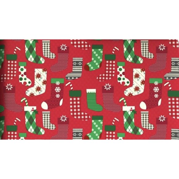 Hallmark Stockings on Red Jumbo Christmas Wrapping Paper 90 sq. ft. - Picture 1 of 5